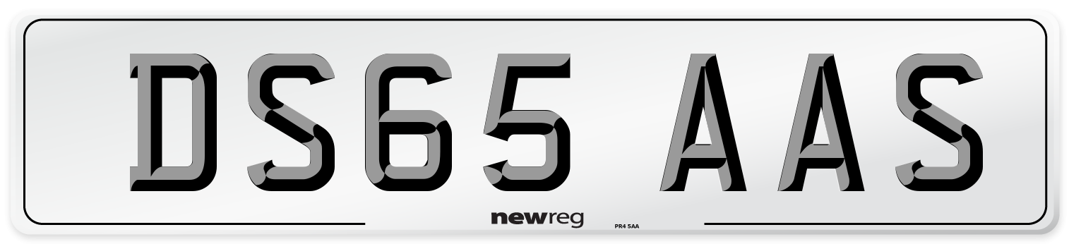 DS65 AAS Number Plate from New Reg